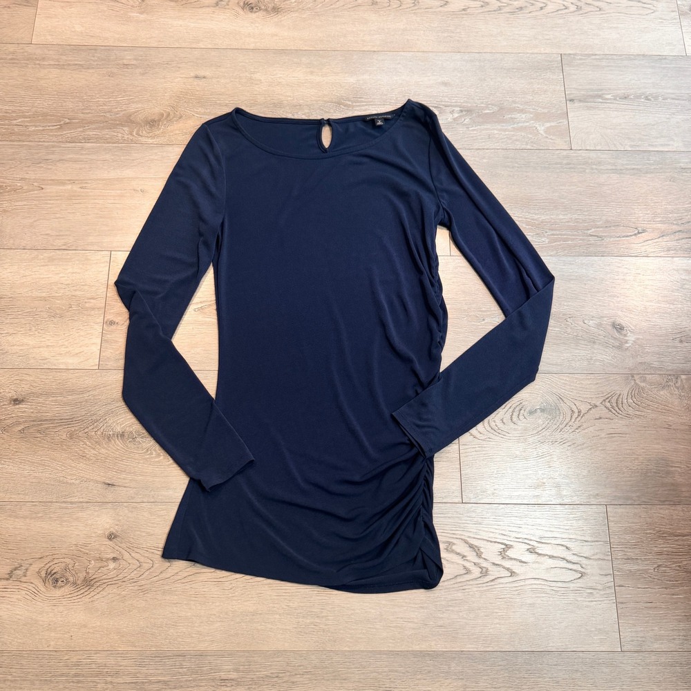 Banana Republic Navy Blue Long Sleeve‎ Ruched Tunic Dress Womens Tall Small S